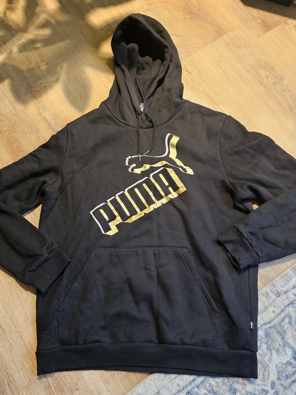 Mens Athletic Puma Essentials Big Logo Pullover  Hoodie Black Size Medium